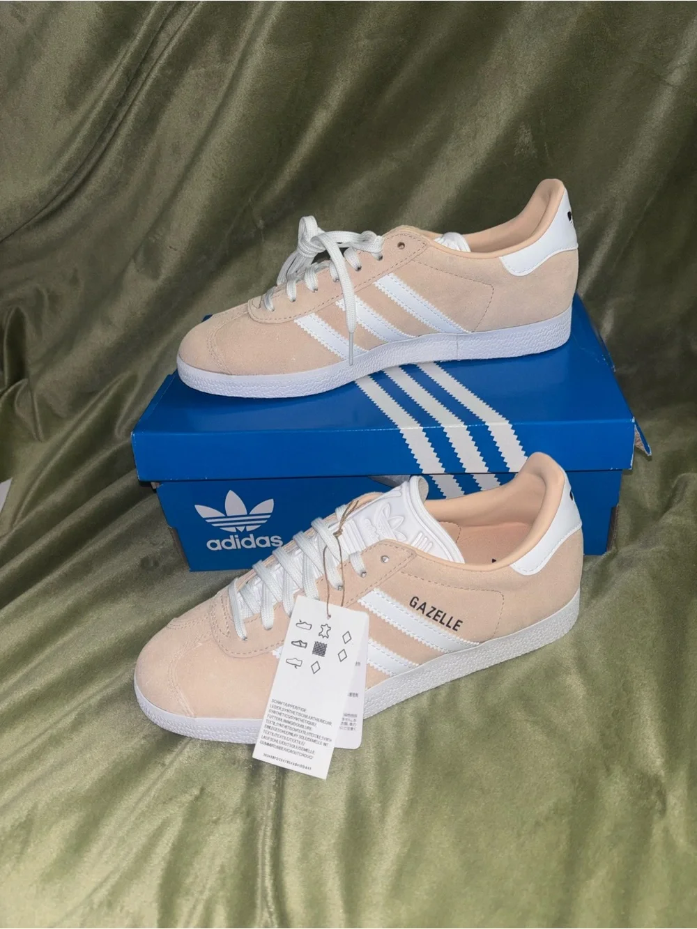 adidas Kids Suede Sneakers in Pale Peach with White Stripes